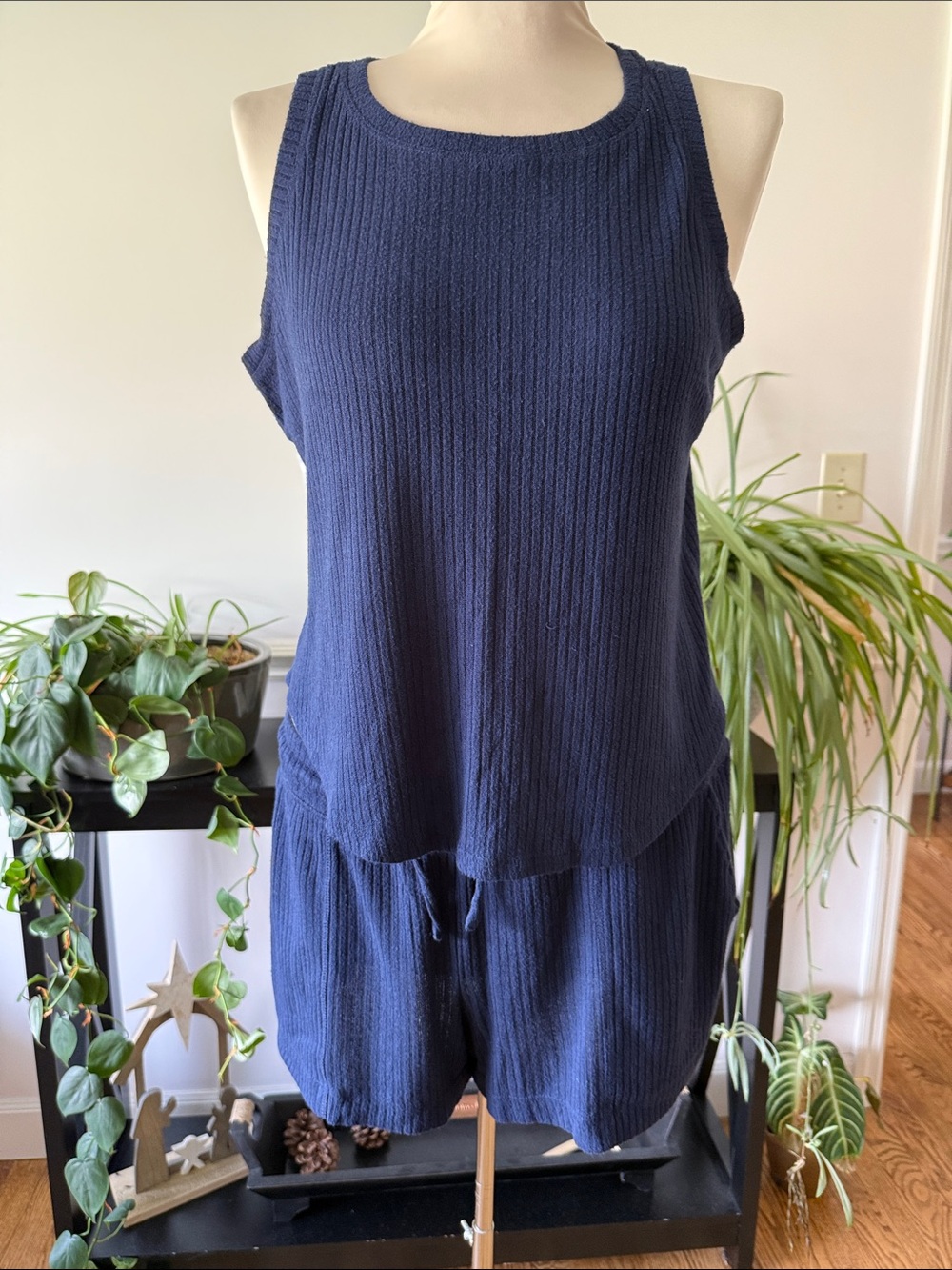 Sima Navy Ribbed Tank / Short PJ Set